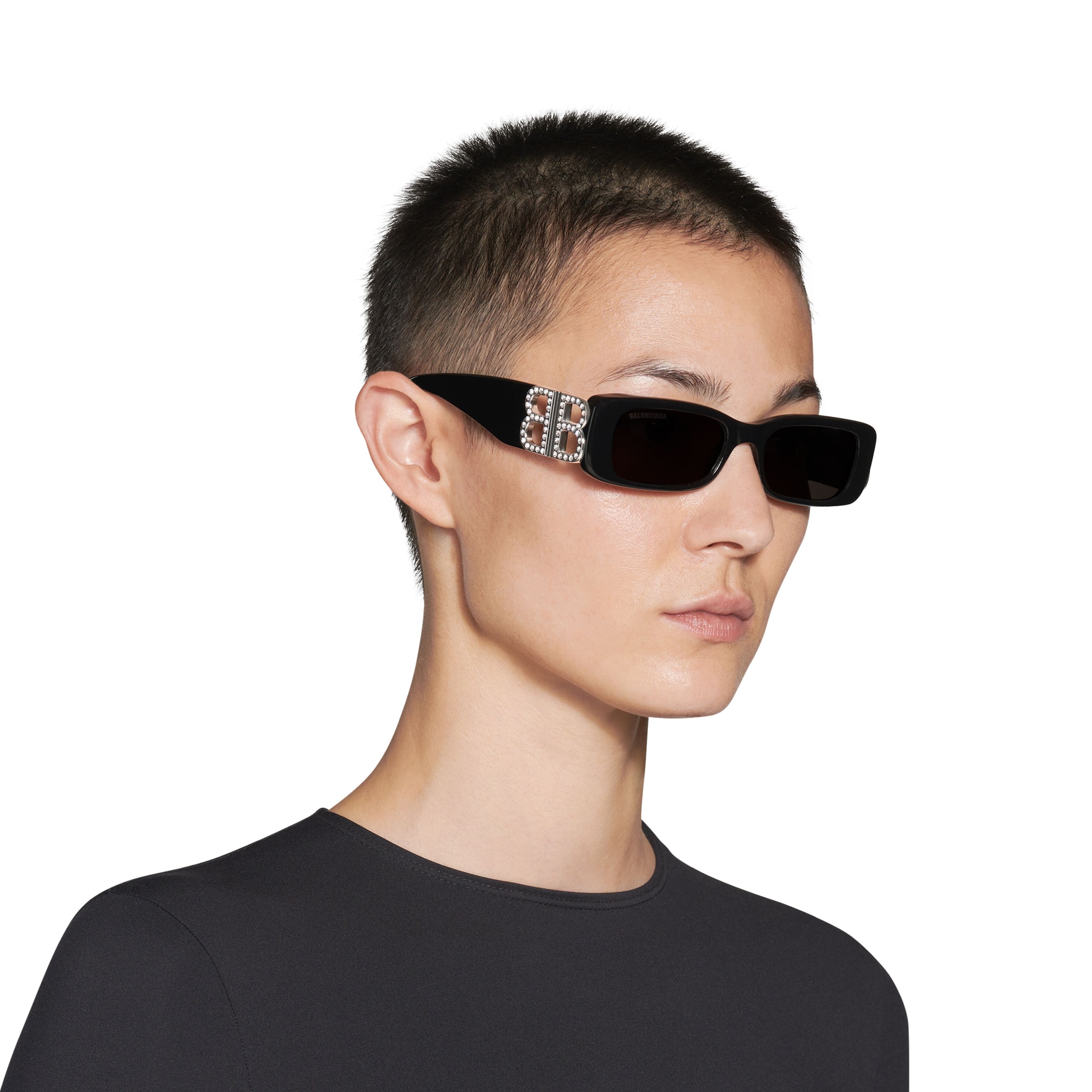 Women’s Dynasty Rectangle Sunglasses in Black - Image 6